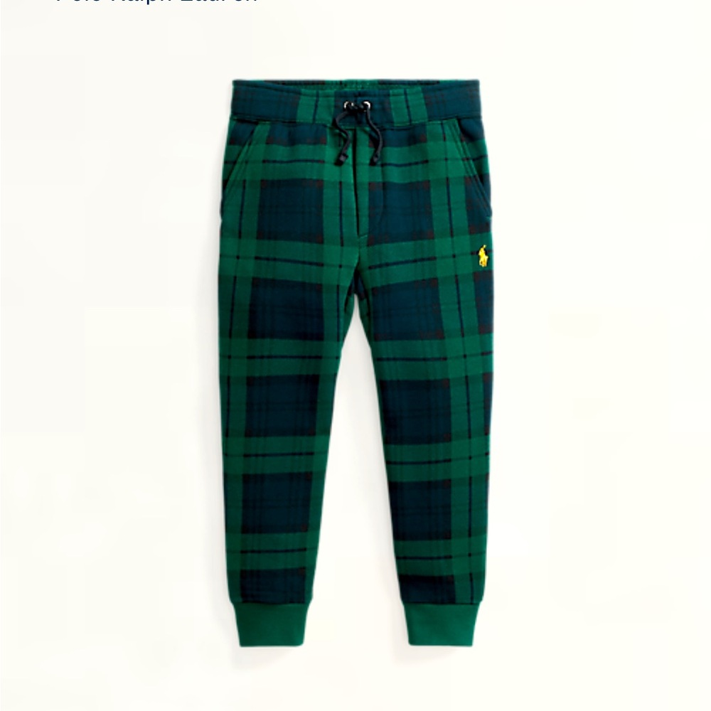 Polo Ralph Lauren Boys' Plaid Fleece Jogger Pants. Size 5
